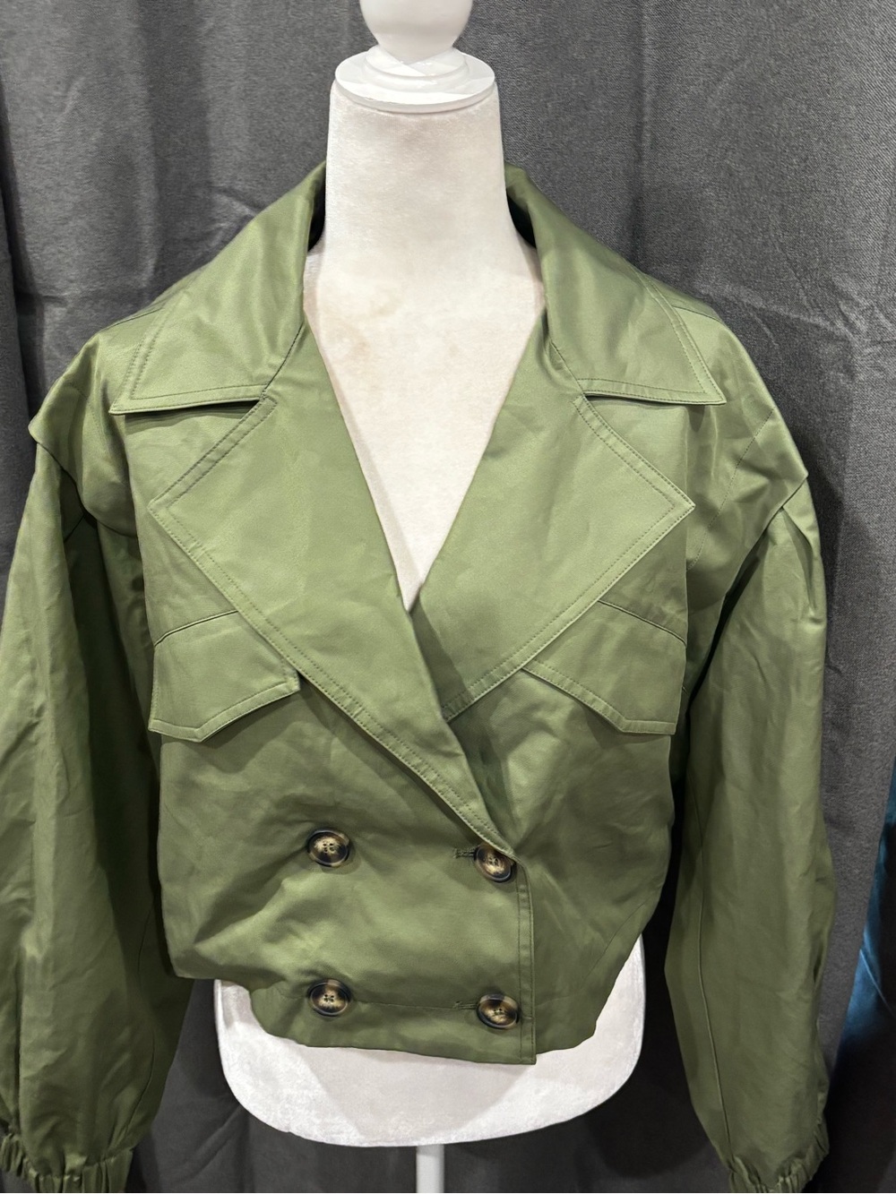 NWOT Free People Women’s Looking Glass Trench Coat in Loden Green Small Utility - Picture 3 of 11